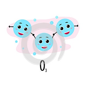 Structure of ozone molecule. Cartoon